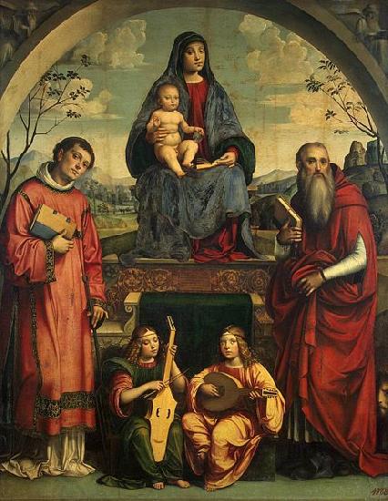 Francesco Francia Madonna and Child with Sts Lawrence and Jerome China oil painting art